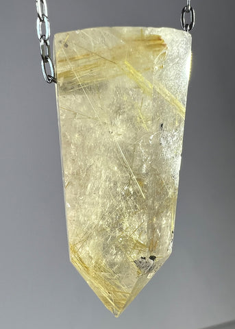 Gold Rutile Quartz Crystal Necklace