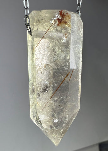 Gold Rutile Quartz Crystal Necklace