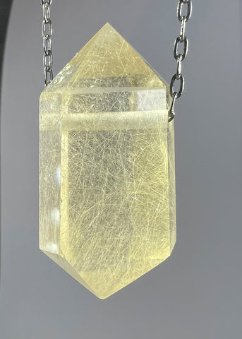 Gold Rutile Quartz Crystal Necklace