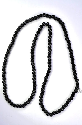 Antique Glass Black Bead Necklace