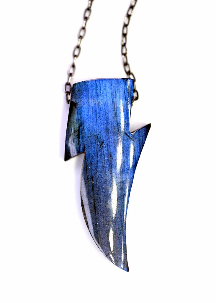 Labradorite "Aladdin Sane" Lighting Bolt Necklace