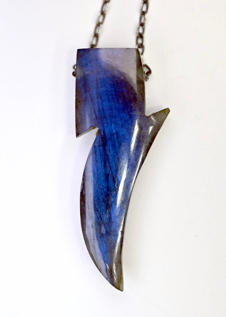 Labradorite "Aladdin Sane" Lighting Bolt Necklace