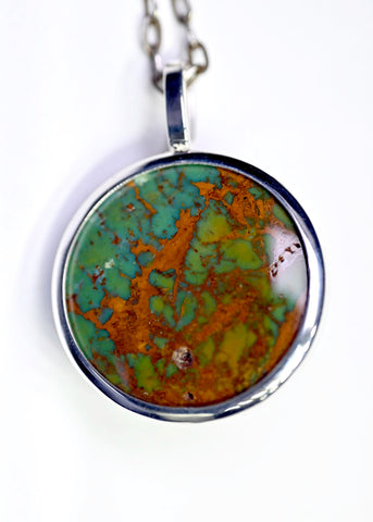 Kingman Arizona Turquoise Planet Earth Pendant