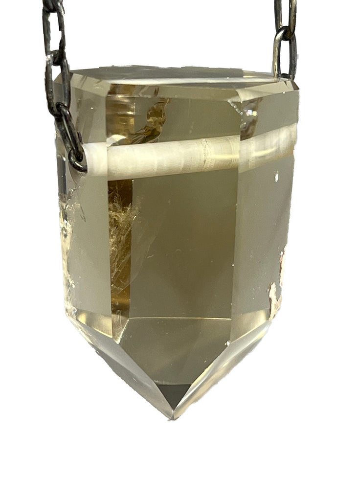 Pale Champagne Citrine Quartz Crystal Necklace