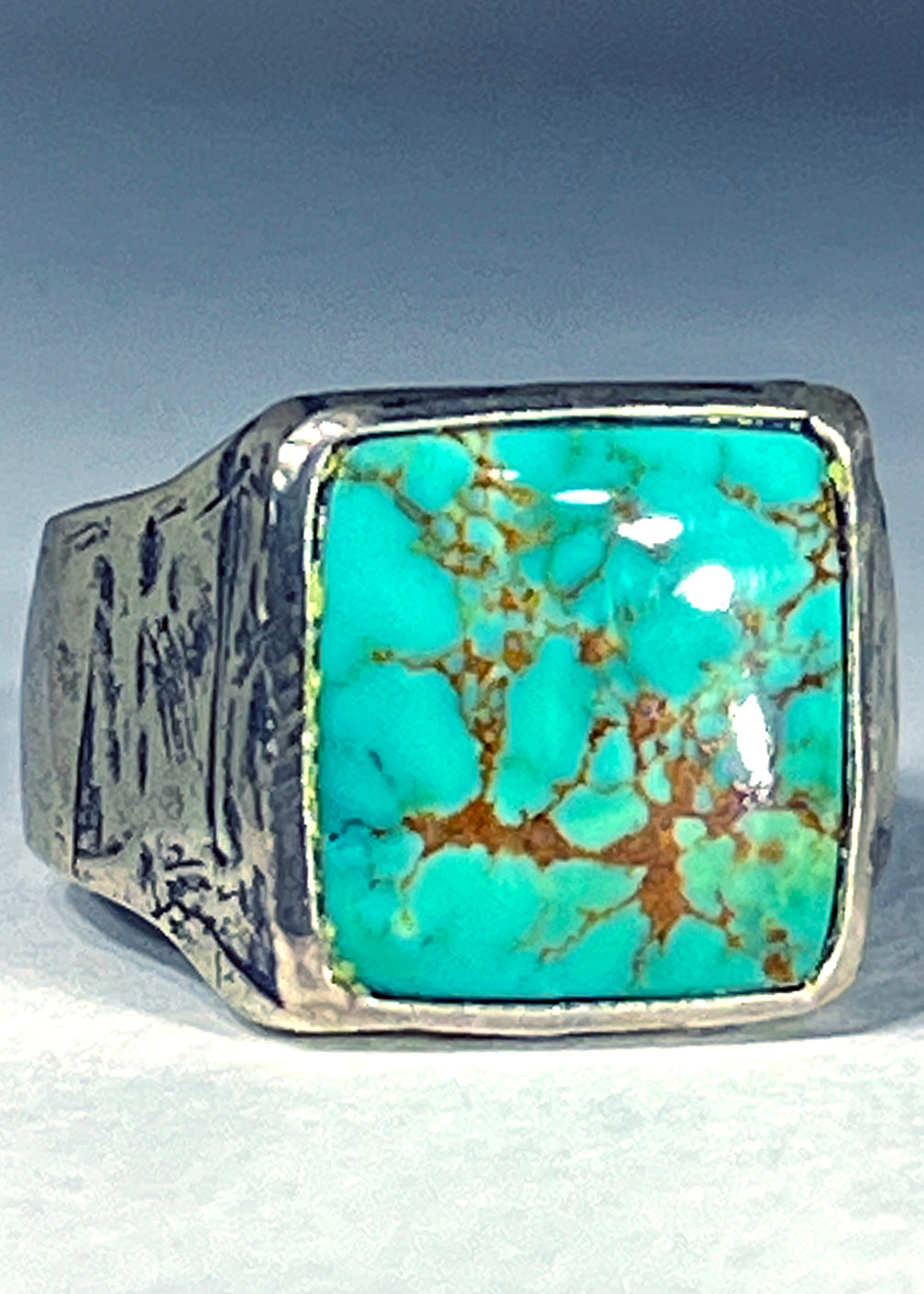 Sterling Silver Crushed Turquoise Ring Men's or Women's Size 7 3/4 - Ruby  Lane