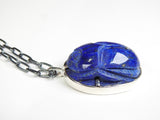 Lapis Lazuli Carved Sacred Scarab Amulet