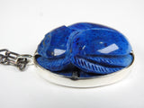 Lapis Lazuli Carved Sacred Scarab Amulet