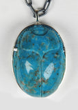 Kingman Arizona Turquoise Carved Sacred Scarab Amulet