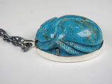 Kingman Arizona Turquoise Carved Sacred Scarab Amulet