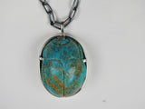 Kingman Arizona Turquoise Carved Sacred Scarab Amulet