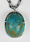 Kingman Arizona Turquoise Carved Sacred Scarab Amulet