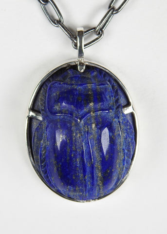 Lapis Lazuli Carved Sacred Scarab Amulet