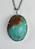 Kingman Arizona Turquoise Carved Sacred Scarab Amulet