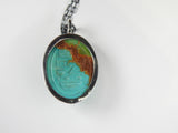 Kingman Arizona Turquoise Carved Sacred Scarab Amulet