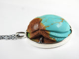 Kingman Arizona Turquoise Carved Sacred Scarab Amulet