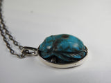 Kingman Arizona Turquoise Carved Sacred Scarab Amulet