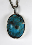 Kingman Arizona Turquoise Carved Sacred Scarab Amulet