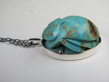 Kingman Arizona Turquoise Carved Sacred Scarab Amulet