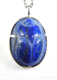 Lapis Lazuli Carved Sacred Scarab Amulet