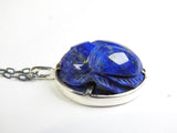 Lapis Lazuli Carved Sacred Scarab Amulet