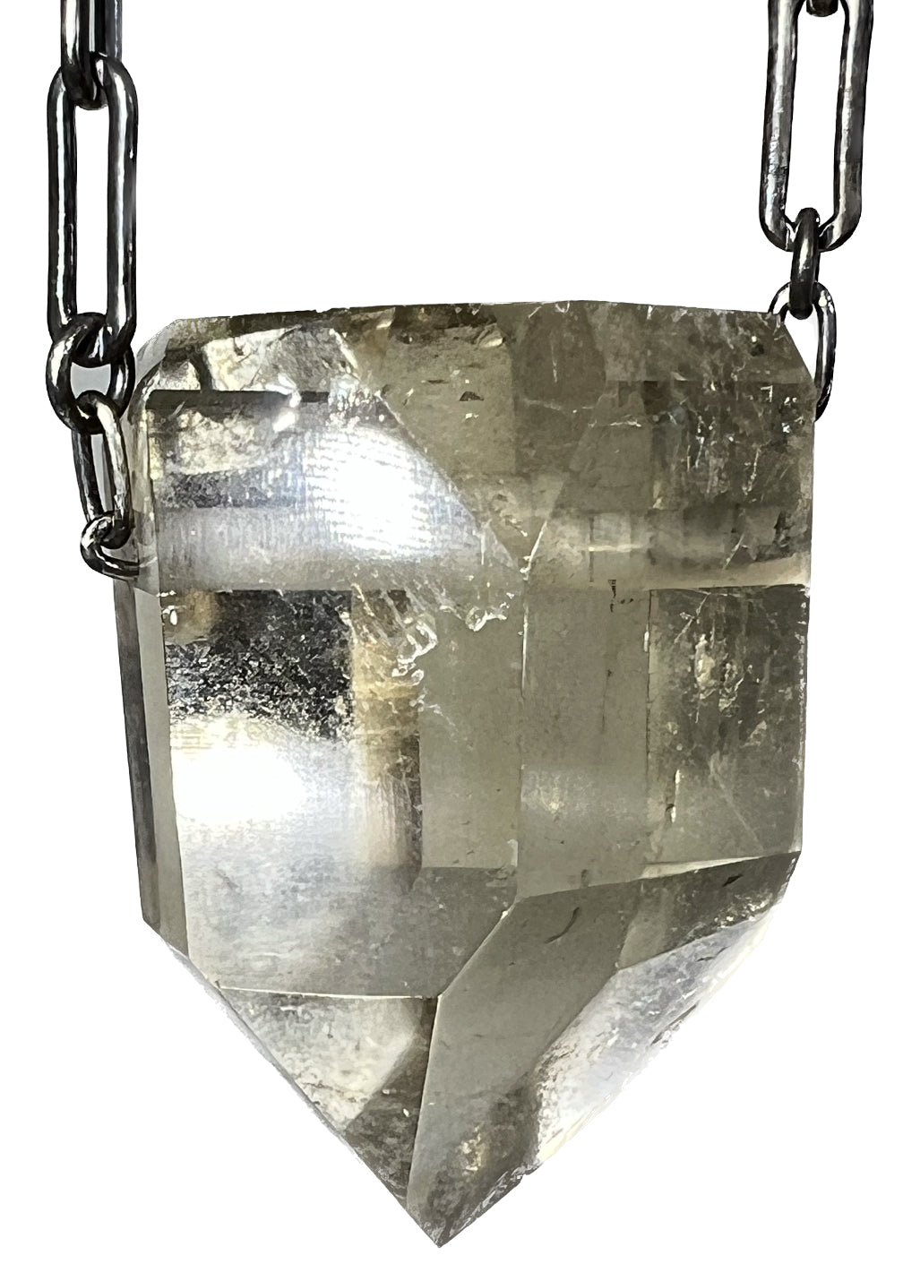 Clear Quartz Crystal DT Point Pendant | Sterling Silver