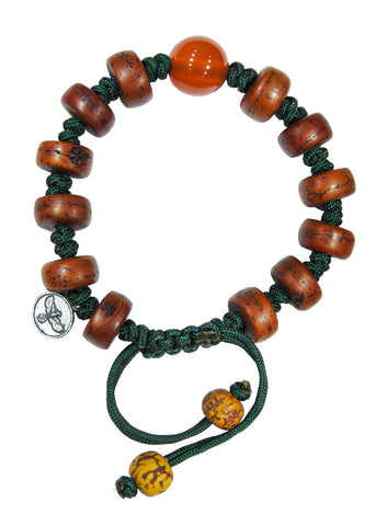 Tibetan Bodhi Bead Bracelet with Carnelian Agate