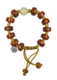 Tibetan Bodhi Bead Bracelet with Gold Rutile Quartz