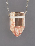 Quartz Crystal Necklace with Hematite Inclusion