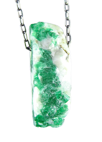 Emerald in Quartz Crystal Necklace