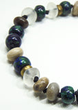 Azurite, Clear Quartz Crystal Malachite & Wood Opalite Bracelet