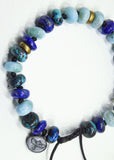 Chrysocolla, Larimer and Lapiz Lazuli Bracelet