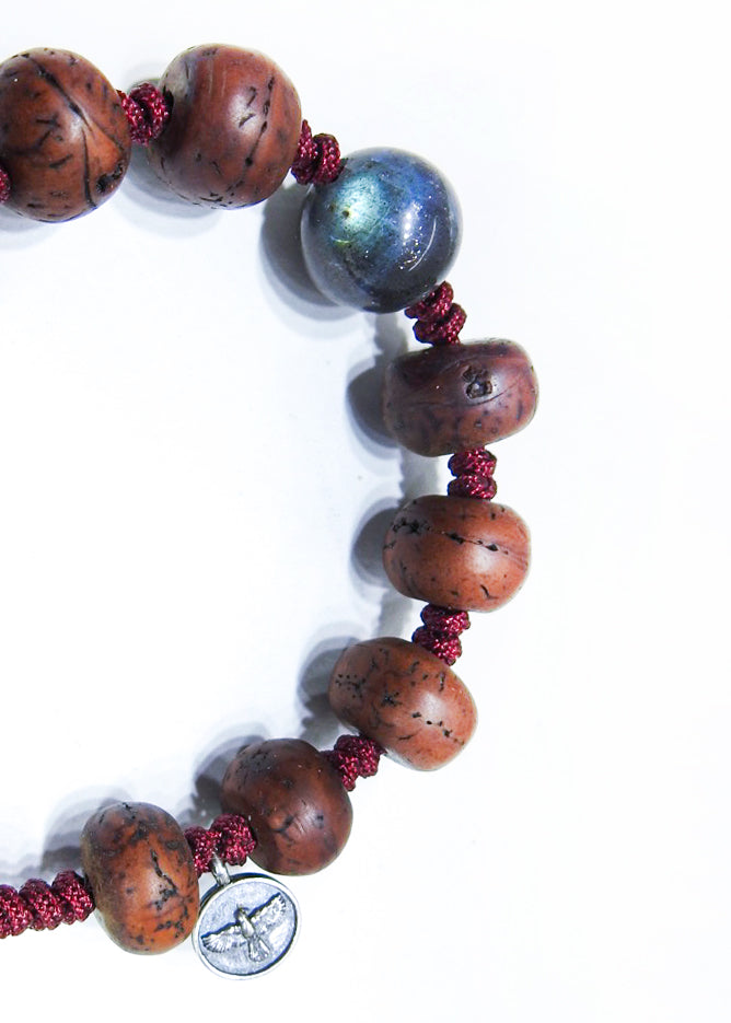 Joseph Brooks Antique Bodhi Seed Bracelet with Labradorite